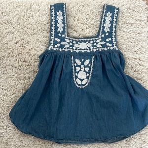 Lovers + friends denim embroidered top